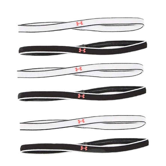 Under Armour Non-Slip Grip Youth Sporty Mini Headbands 6 Pack Black White Pink - Picture 1 of 12